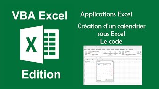 Applications Excel  Créez votre calendrier sous Excel  Le code VBA [upl. by Purdy868]