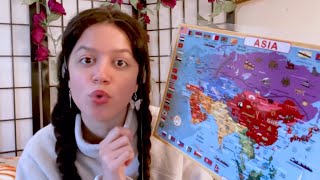 asmr • soft geography teacher  map of Asia  part II capitals [upl. by Cirek708]