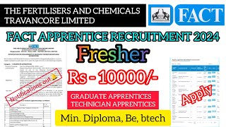 FACT Graduate amp Technician Apprentice Recruitment 2024 – Apply Online for 84 Posts [upl. by Acinorej389]