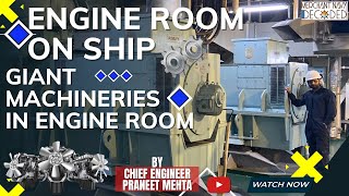 Engine Room On Ship  Mega Ship Tour  Giant Machineries In Engine Room  A Must Watch [upl. by Aidil]