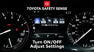 Toyota Safety Sense  How to turn ONOFF and adjust settings [upl. by Asilav275]