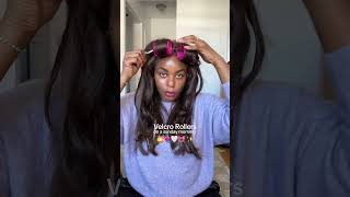 jumbo rollers it is curl with me 🎀💗🤍 roller hairstyle 90sblowout howicurlmyhair shorts grwm [upl. by Juna]