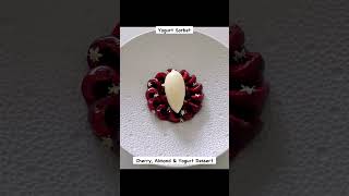 Almond Panna Cotta Cherry and Yogurt Ice Cream Dessert Plating shorts [upl. by Atilol]