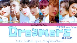 ATEEZ  DREAMERS OT8Live Ver Color Coded Lyrics KanRomEng [upl. by Acile]