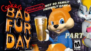 Conkers bad fur day pt 1NINTENDOS M RATED GAME [upl. by Alana373]