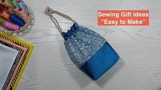 How to Sew Simple Drawstring Bag  String Bag DIY  Sewing Gift Ideas  Purwas Sewing Time [upl. by Viens]