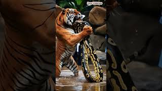 A tiger vs python roarwhiskers tiger shortvideo viralshort [upl. by Ennairda]