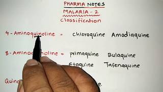 MALARIA  ANTIMALARIAL DRUGS CLASSIFICATION WITH TRICKS  PART2  RRB PHARMACIST EXAM  GPAT  ESIC [upl. by Damalus]