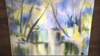 Démo aquarelle  La rivière  mouillé sur mouillé en temps réel wet on wet watercolor tutorial [upl. by Eintrok]