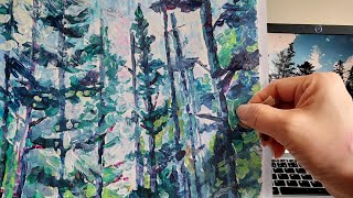 Painting Pine Trees without Brushes  画松树 [upl. by Akilak915]