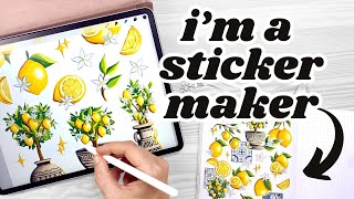 How I Design My STICKERS  LemonThemed Procreate Tutorial and Walkthrough [upl. by Nnylg990]