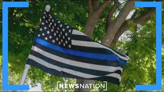 Merriam Kansas bans thin blue line flags from city event  Morning in America [upl. by Eidnew]