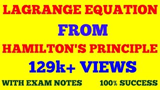 LAGRANGE EQUATION FROM HAMILTON PRINCIPLE  DERIVATION OF LAGRANGE EQUATION FROM HAMILTON PRINCIPLE [upl. by Skippie803]