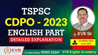 TSPSC CDPO 2023  By KVR Sir [upl. by Arrimat]