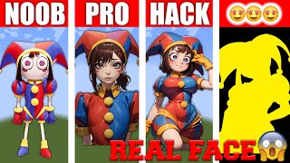 Pomni Girl REAL FACE minecraft pixel art noob vs pro vs hack [upl. by Llekcm]