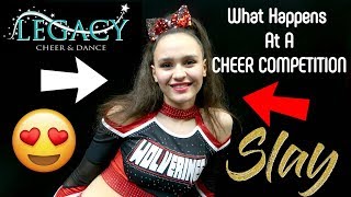 WHAT HAPPENS AT A CHEERLEADING COMPETITION😊 113 VLOG [upl. by Jem]