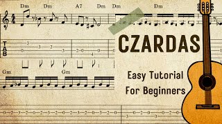 CZARDAS  Vittorio Monti  Guitar Tabs for beginners [upl. by Jo Ann]