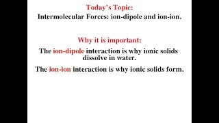 Ion Dipole and Ion Ion Interactions [upl. by Lehpar182]