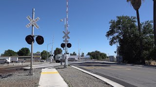 N 1st St CA SR 113 Lincoln Hwy Railroad Crossing Tour Dixon CA [upl. by Hannej]