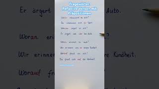 Fragewörter reflexive Verben mit Präpositionen deutsch deutschlernen german deutscha2 shorts [upl. by Abbotson]