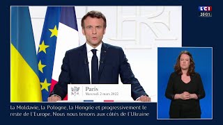 Guerre en Ukraine  lallocution dE Macron en Replay [upl. by Elnukeda901]