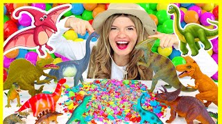 Dinosaurs for Kids Learn Dinosaur Names with Dinosaur Toys and Kinetic Sand  Speedie DiDi [upl. by Aytac]