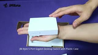 JM Byte 5 Port Gigabit Desktop Switch with Plastic CaseBox Opening Show [upl. by Khudari]