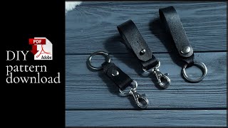 Making a leather keyring  PDF pattern  DIY keychain  Tutorial  Key fob template [upl. by Esylle]