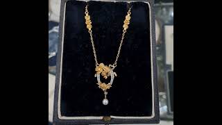 PT169 Floral French Empire gold pendant with diamonds and pearls [upl. by Alam]