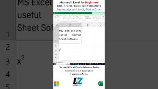 Superscript and Justify Text in MS Excel excel learning teacher shorts shortsfeed education [upl. by Nalyac671]