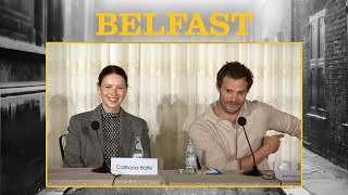 Belfast stars Caitríona Balfe amp Jamie Dornan highlights  LA Press Conference [upl. by Nannerb]