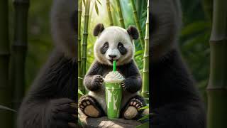 An adorable panda cub experiencing delights beyond bamboo 🍝🥤🍉puppy cute panda funny cutepanda [upl. by Cob]