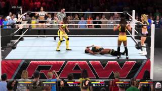 WWE 2K15 AJ Lee Paige and Naomi vs Nikki Bella Brie Bella and Natalya [upl. by Yonita81]