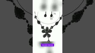 Flower Design Drop Necklace Earrings Set Black Rhinestone Tassel Necklace Earrings Jewelry shorts [upl. by Telocin]