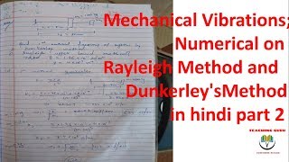 Numerical on Rayleigh Method and Dunkerleys Method in hindi part 2 [upl. by Ettenrahc]