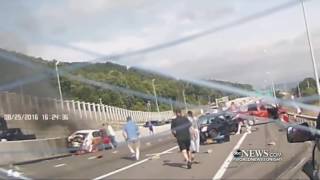 Massive Car Pileup Dramatic Rescue Caught on Dashcam [upl. by Larkins]