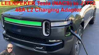 LEENPEKER Tesla NACS to J1772 48A L2 Charging Adapter Unboxing and Review Can it charge a Rivian [upl. by Tonkin]