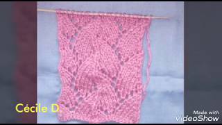 Tuto tricot  Le point ajouré quot les grappes 2quot Punto dos agujas stich knitting [upl. by Ainnat170]