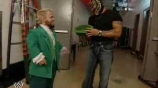 Hornswoggle and Rey Mysterio funny moment backstage [upl. by Hinda]