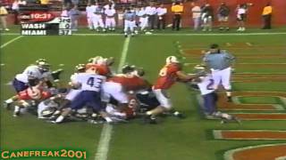 2001 Miami Hurricanes vs Washington Highlights [upl. by Eisaj]