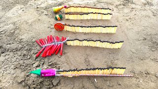 Different types Diwali Crackers Matchstick Chain Reaction Domino  All Crackers Testing Experiment [upl. by Mcleroy]