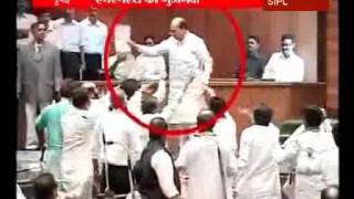 MNS MLAs manhandle Abu Azmi for taking oath in Hindi [upl. by Ennyleuqcaj489]