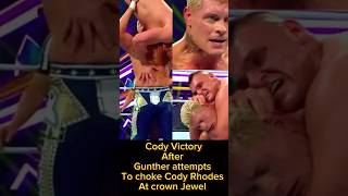 Gunther try’s to choke Cody Rhodes at crown Jewel Cody Rhodes crown jewel victory codyrhodes wwe [upl. by Naitsihc657]