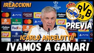 RUEDA DE PRENSA DE CARLO ANCELOTTI Previa REAL MADRID vs BORUSSIA DORTMUND UCL [upl. by Hubsher641]