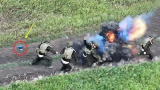 Horrifying Attack Ukrainian FPV Drone blows up Russian Infantry who attempted to escape [upl. by Rehpotsirh416]