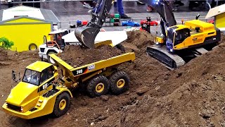 XXL Road Construction Site with many RC Trucks Excavators Caterpillar Dump Trucks Roller Dozer [upl. by Duile]