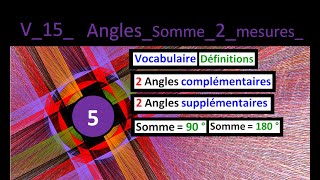 V 15 ANGLES Définitions Angles complémentaires Angles supplémentaires SN [upl. by Jinny]