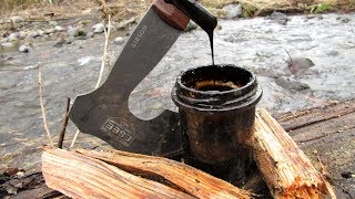 Making Tar from Fatwood  Natural Waterproofing [upl. by Oetomit466]