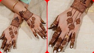 Jhumka Style Beautifull Mehndi designEasy mehndi designNew mehndi designMehndi design backhand [upl. by Edgard739]