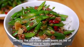 Serve the stir fried green beans over steamed rice its absolutely delicious [upl. by Hsenid]